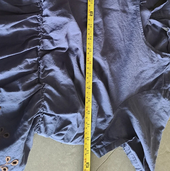 Lane Bryant womens Blouse Sz.18 Embroidered Floral Ruffle blue color - Picture 10 of 14